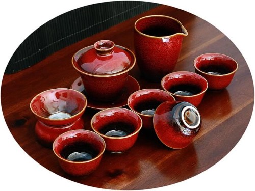 Chinese tea set Jun kiln red